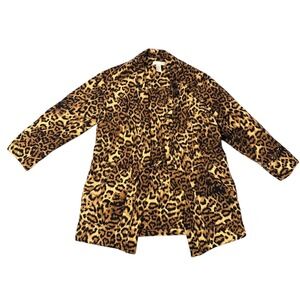 HM Womens Leopard Print Quilted Open Front Jacket Brown Black S 0716833 8 710